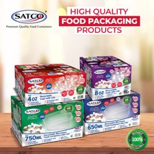 Satco Clear Plastic Food Containers +Lids Microwave Freezer Safe Tub 1000ml