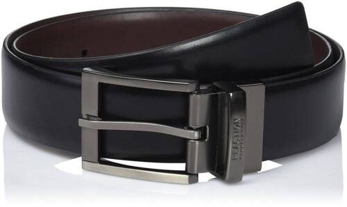 $100 Kenneth Cole Reaction Mens Black Brown Leather Reversible Belt Size 34 - Picture 1 of 4