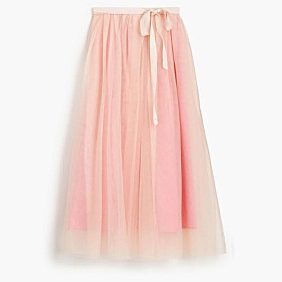NWT J.Crew Tulle Ball Skirt in Pale Buff Pink Pleated Ribbon  display picture 2