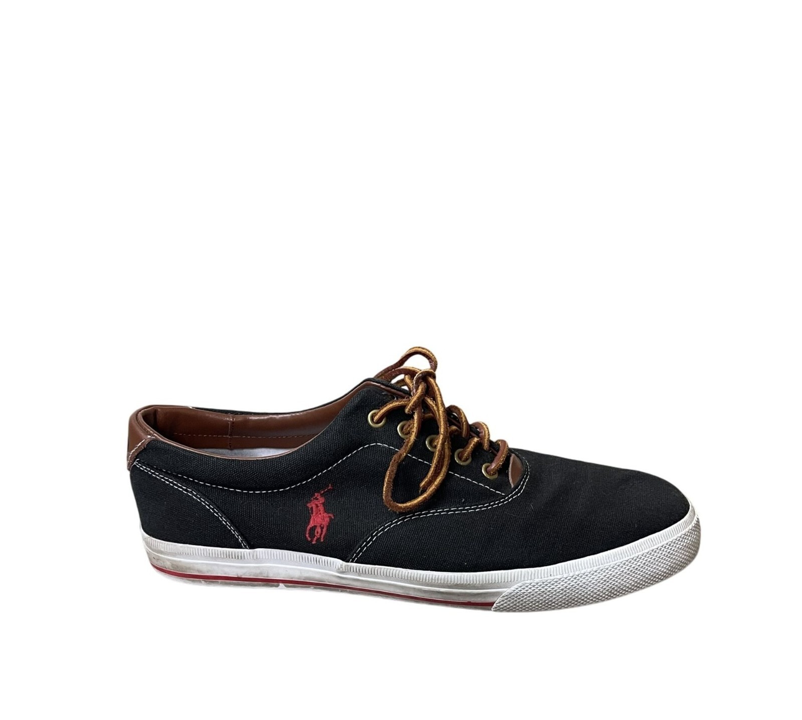 Sneakers da barca uomo Polo Ralph Lauren nere in pelle con logo pony Vaughn taglia US 13