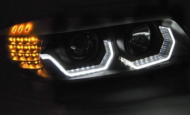 3D ANGEL EYES LED BLACK HEADLIGHTS FOR BMW E90/E91 05-08