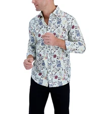 Club Room Men's Editto Floral Long Sleeve Button Down Shirt Blue Size Large New