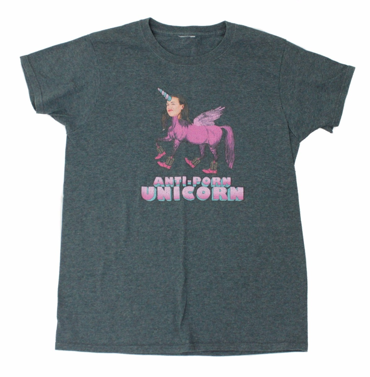 Gray Pink Anti-Porn Unicorn Graphic Tee Shirt | eBay