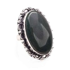 Green Aventurine Gemstone Silver Plated Handmade Jewelry Adjustable Ring R-881