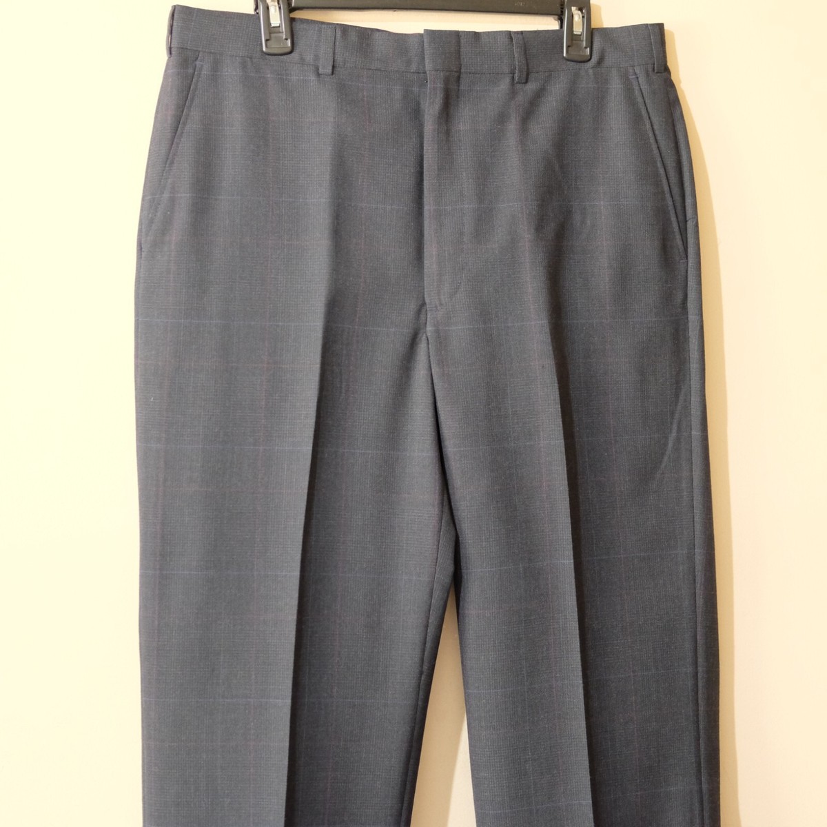 パンツ OLDTOWN VEST + PLAIN TROUSER Nwot!Towncraft Dress Pants Black w/Blue Red Plaid Men's W36