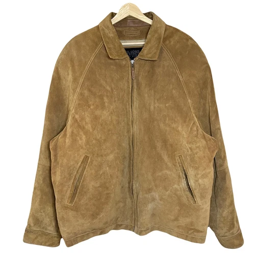 Wilson Leather Pelle Studio Bomber Jacket Mens 2XL XXL Tan Suede