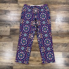 Land  s End Pants Womens 2 Floral Bright Mid Rise Straight Leg Khaki Chino NEW