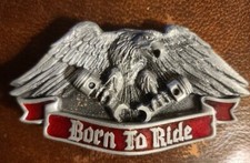 BORN TO RIDE EAGLE WINGS TALONS MOTORCYCLE PISTONS BIKER BELT BUCKLE