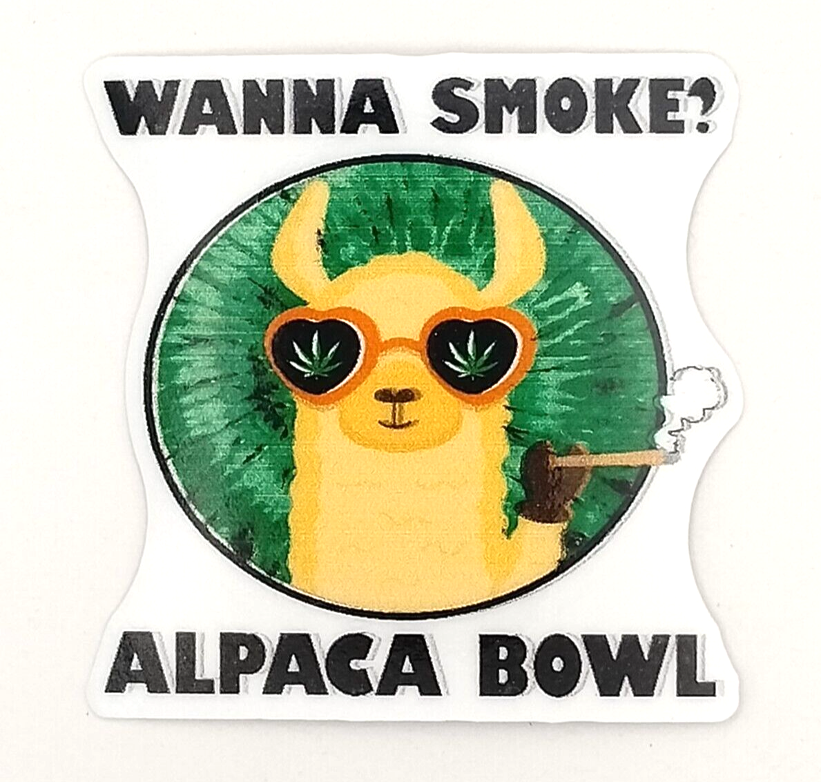 Wanna Smoke? Alpaca Bowl Sticker Vinyl Art Cannabis Pot 420 Weed Boho UV safe