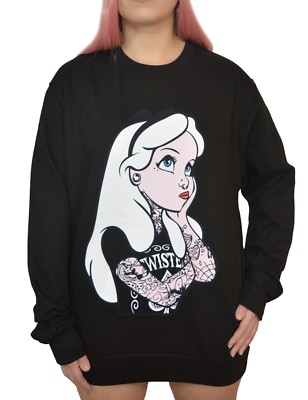 Punk DISNEY Alice nel Paese delle Meraviglie Rebel Tatuaggio Felpa Maglione  Top Gotico Emo | eBay