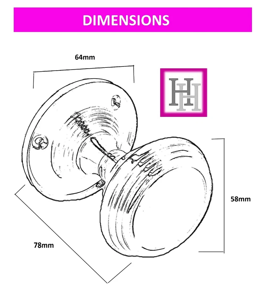 Door Knob SET Satin Queen Anne Reeded Internal Door Handles LARGE ROSE PLATE - Image 2 of 4