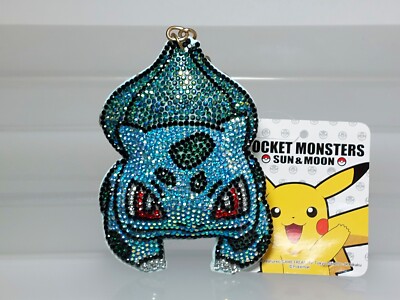 Bulbasaur Pokemon Glitter Stone Mascot Cleaner Plush Keychain Nintendo 4in