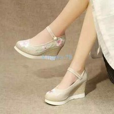 Chinese Hanfu Shoes Ancient Heighten Flat Shoes Embroidery Shoes Wedding Hanfu