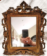 Rococo Style Brass Framed Table Top Mirror