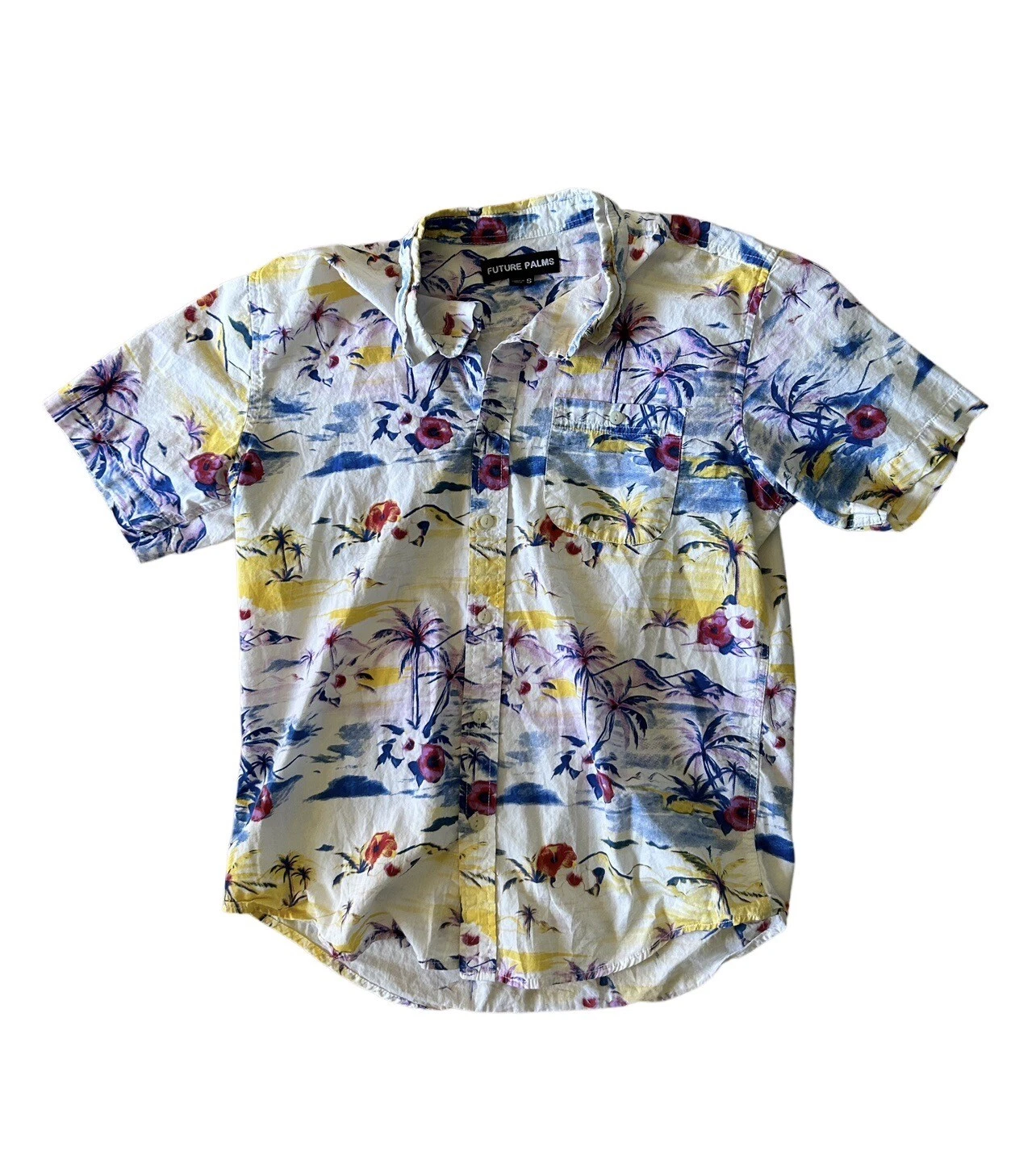Future Palms Men's Hawaiian Polo Palm Trees Size Small. New Without Tags.