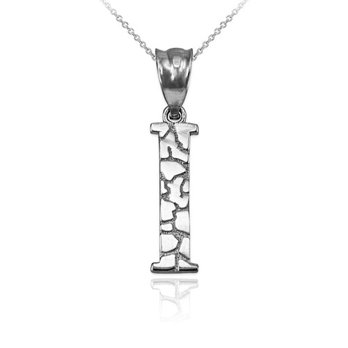 Sterling Silver Nugget Initial Pendant Necklace - Picture 11 of 78