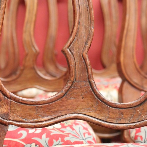 Set of 10 Antique French Oak Dining Chairs with William Morris 'Strawberry Thief - Picture 13 of 20