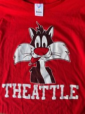 Vintage 1977 Looney Tunes Sylvester The Cat Theattle Red T-Shirt JOSTENS Men's M