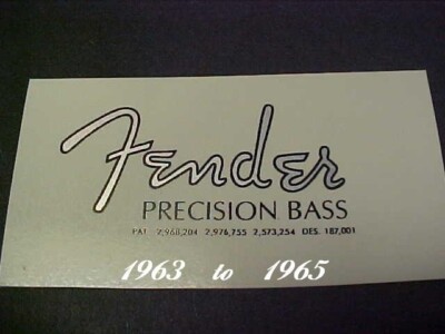 Fender '63 to '65 Precision Bass  Waterslide Headstock Decal 2 per listing PB65