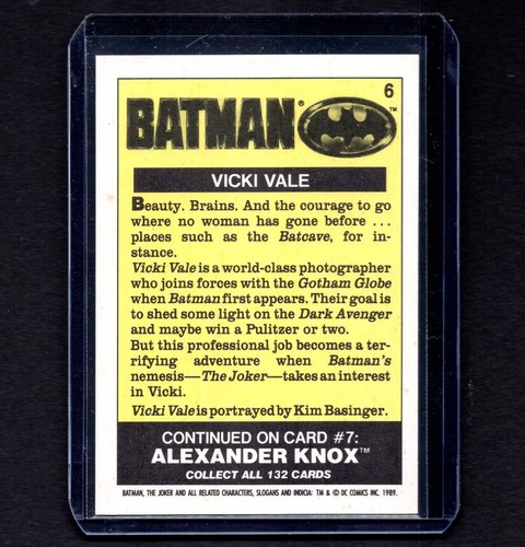 KIM BASINGER 1989 Topps BATMAN Movie Trading Card #6 NM PSA - Picture 2 of 2