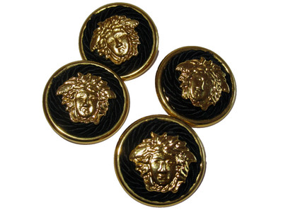 GIANNI VERSACE VINTAGE MEDUSA KNÖPFE.VINTAGE 90er Jahre. SET 4 X 33 MM. NEUWARE