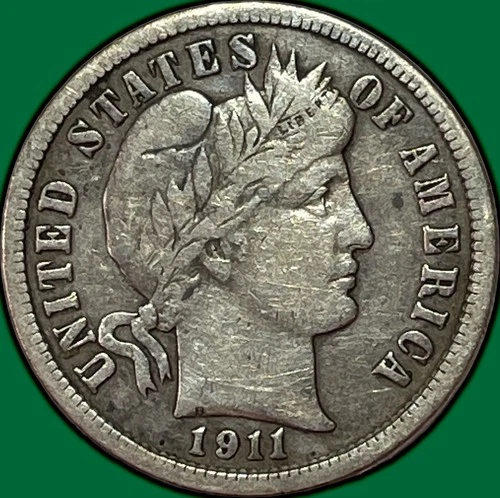 1911 Barber Dime Very Fine VF Coin #33914