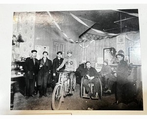 Vintage Harley-Davidson Motorcycle Garage Black & White Photograph 11” X 14”