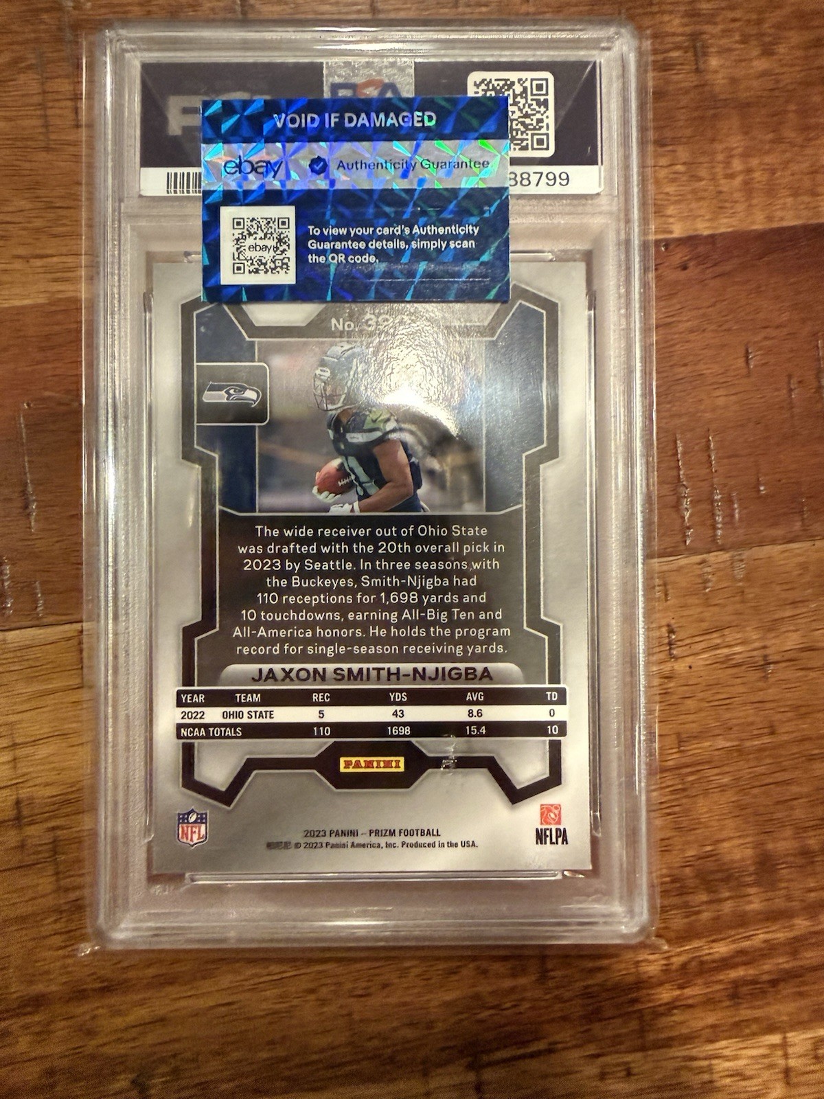 JAXON SMITH-NJIGBA - 2023 Panini Prizm ROOKIE #390 Silver Prizm GEM MT *PSA 10* view 2
