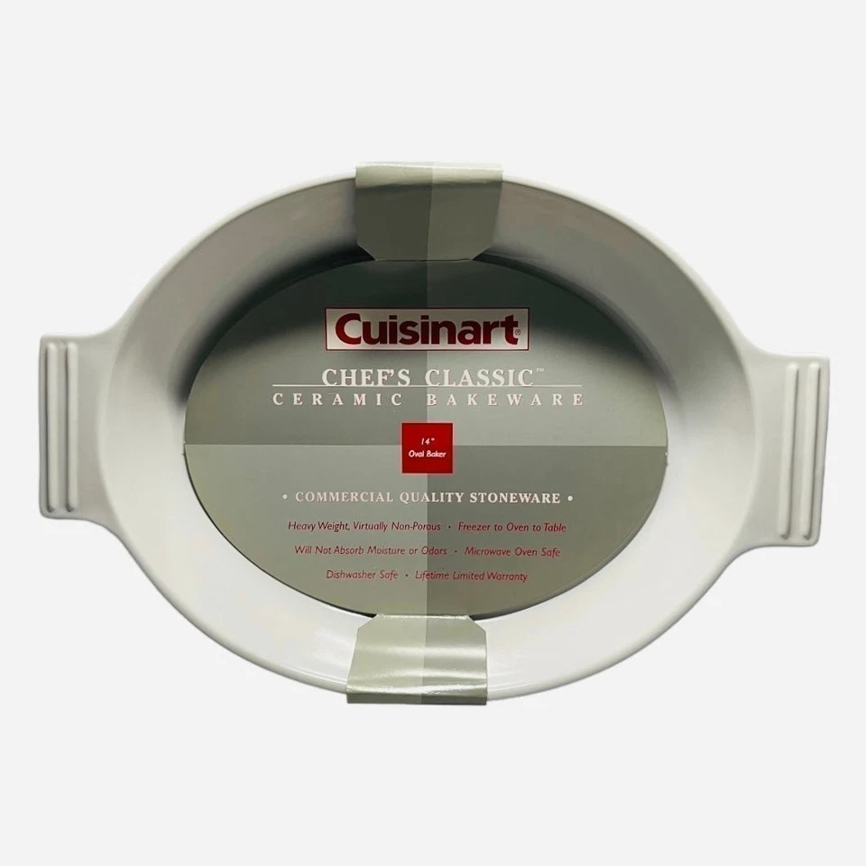 Lifetime Casserole CUISINART Chefs Classic Ceramic White Glazed Oval Baking Dish - Image 3 of 4