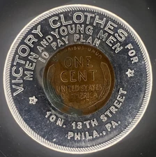 1941 D Victory Clothes Philadelphia Pennsylvania Encased Penny  35mm