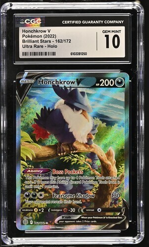 honchkrow v pokemon card value Honchkrow V 162/172 Ultra Rare - Pokémon Brilliant Stars CGC 10 Gem Mint