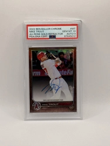 2022 Topps Ben Baller Chrome Mike Trout - Auto Rose Gold Ref. /10 - #MT - PSA 10