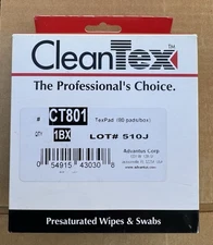 Advantus CleanTex CT801 TexPad Tape Head Cleaner Wipes: All-purpose. 80 pads/box