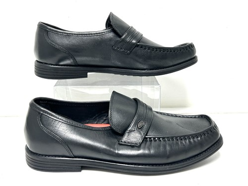 M&S Herren Weite Passform Airflex Leder Schuhe Slipper Schwarz Größe UK 7,5 Brandneu mit Etikett