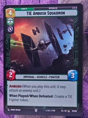 TIE Ambush Squadron 087/262 Common Jump to Lightspeed Star Wars Unlimited NM