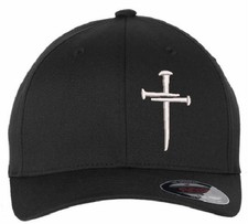 Christian 3 Nail Cross Fitted Hats for Men Women Jesus 3 Nail Cross Flex Fit Hat