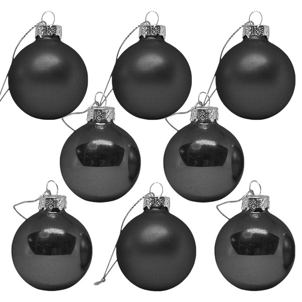 Premier Weihnachtskugel Glas 8Er Set 50Mm Schwarz AnhäNger Baumschmuck-image