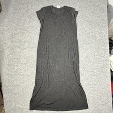 Citiknits Dress Womens Large Black T-Shirt Maxi Scoop Neck Stretch Jersey USA