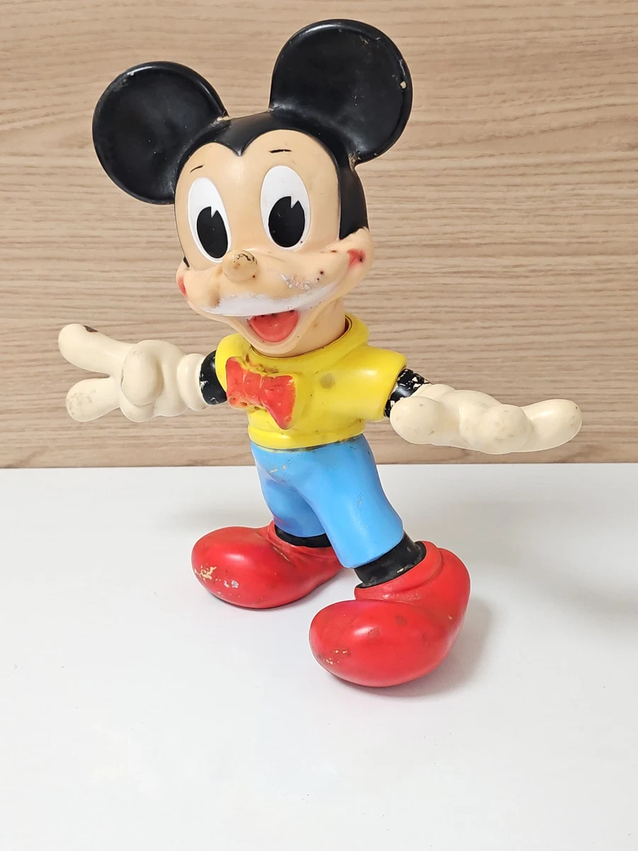 Ancien Jouet à Tracter Mickey Mouse En Bois - Fabrication USA, Vintage