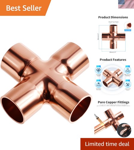 1/2 Inch Copper Union Cross Connector - Corrosion-Resistant and Weldable
