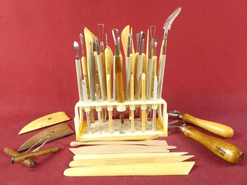 46 PC VINTAGE ART POTTERY CLAY SCULPTING MODELING TOOL LOT KEMPER EBERHARD FABER