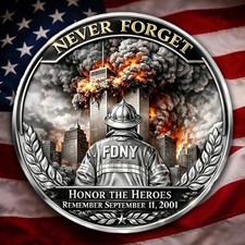 9-11 25th Anniversary Never Forget Heroes Challenge Coin CB1267