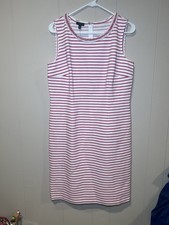 Talbots Women’s Dress Size 10 NWT pink White Stripe Braided Neck Line 