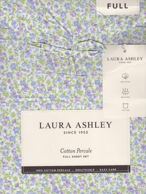 Laura Ashley Full Sheet Set Emogene Heather Floral 4pc Periwinkle Lilac Purple