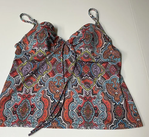 Victoria Secret Swim Top 36C Paisley Print Spaghetti Straps Fitted