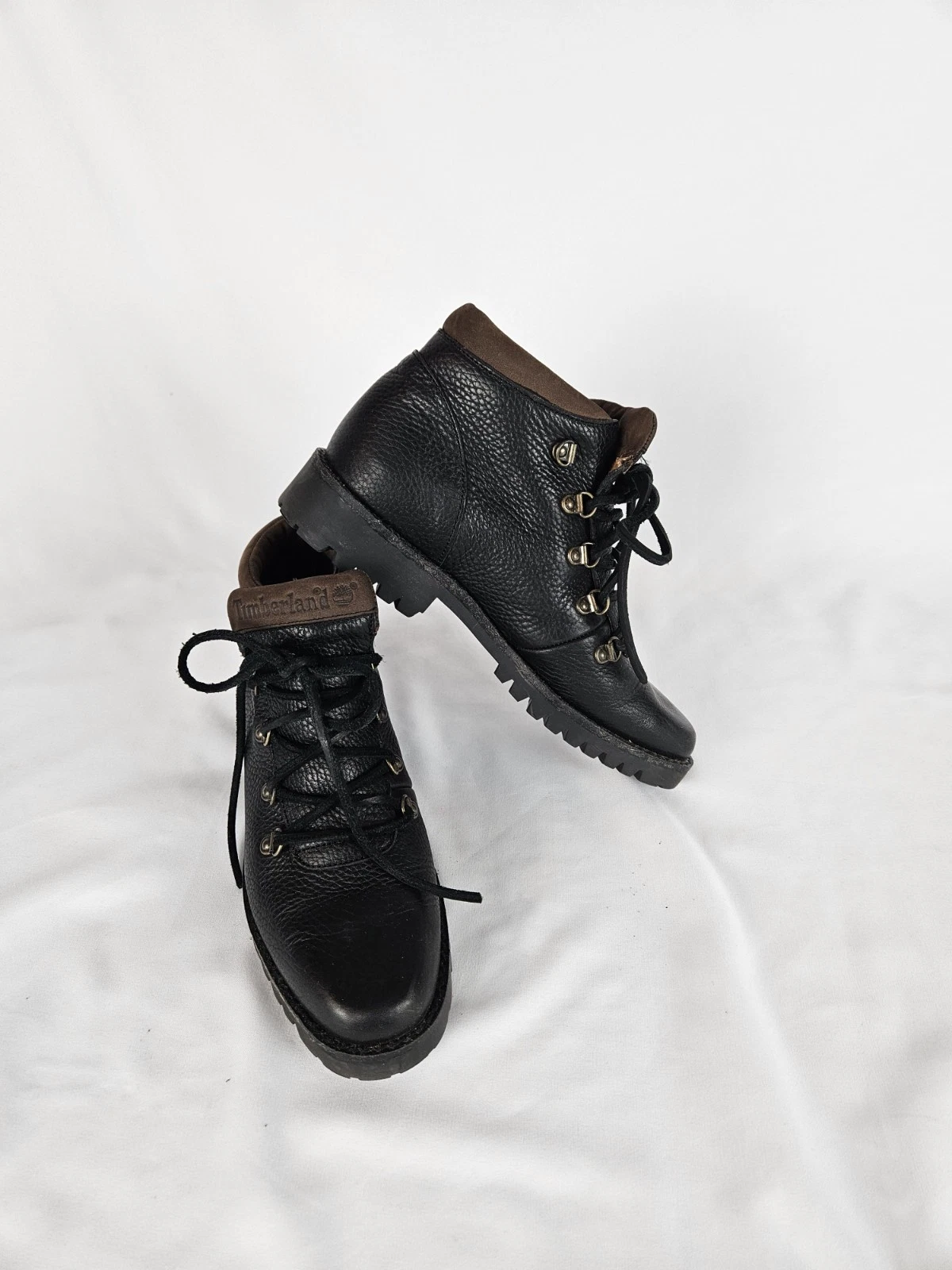 Stivali da trekking vintage Timberland donna alpina taglia 6 5 in pelle nera di ciottoli