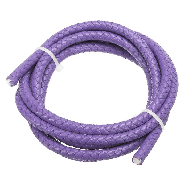 6Mm Rundes Geflochtenes Lederband Zum Basteln Und Schmuckmachen,Lila (1,1 Yards)-image