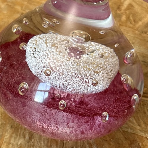 Vintage Art Glass Crystal Tear Drop Paperweight Ring Stand - Pink & White 10cm - Picture 6 of 7
