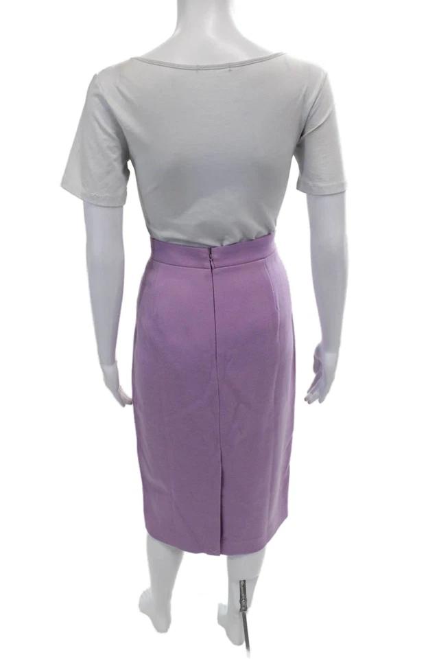 Falda Lápiz Larga J Crew Mujer Lana Cintura Alta Recta Nº 3 Púrpura Talla 8 Foto 3 de 4