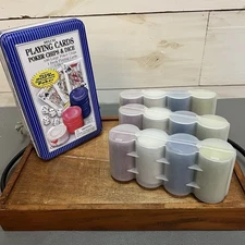 Collectors Playing Cards, Poker Chips, and Dice Also 3 Sets Of Poker Chips